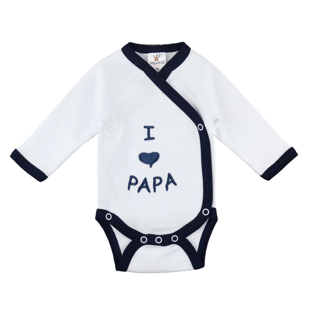 Milarda Baby Body "I love PAPA", weiß-marine, Gr. 50-68